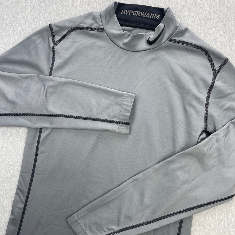 Nike Long Sleeve Top Mens M Pro Combat Hyperwarm Gray Dri-FIT Fitted 547811-068